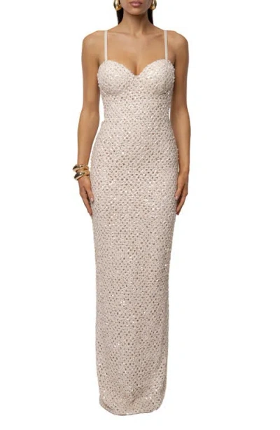 Jluxlabel Jewel Opulence Sequin Gown In White