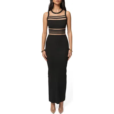 Jluxlabel Jianna Sheer Stripe Maxi Dress In Black