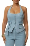 Jluxlabel Josie Denim Halter Top In Blue