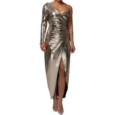 Jluxlabel Kaleah Metallic One-shoulder Gown In Gold | ModeSens