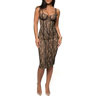 Jluxlabel Katerina Illusion Lace Sweetheart Neck Body-con Dress In Black
