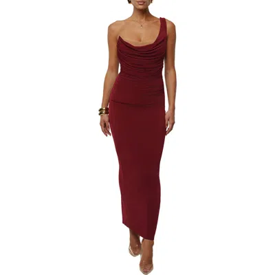 Jluxlabel Krishna One-shoulder Cocktail Dress In Burgundy