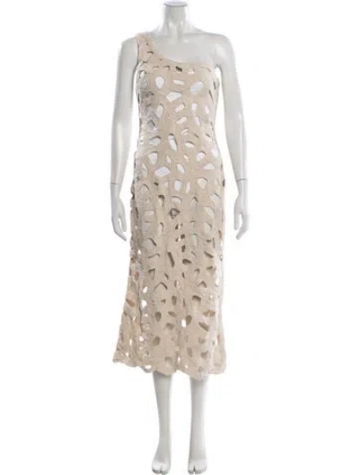 Pre-owned Jluxlabel Lace Pattern Midi Length Dress In Neutral