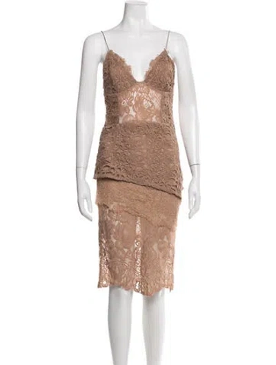 Pre-owned Jluxlabel Lace Pattern Midi Length Dress W/ Tags In Neutrals