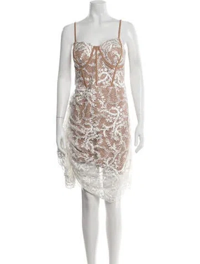 Pre-owned Jluxlabel Lace Pattern Mini Dress In White