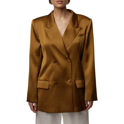 Jluxlabel Lara Oversize Satin Blazer In Brown