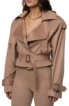 Jluxlabel Latte Belted Crop Jacket In Neutral