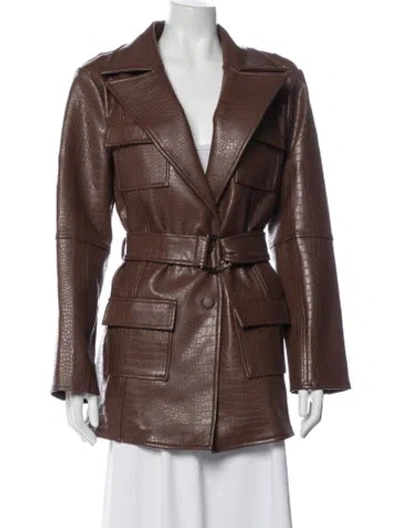 Pre-owned Jluxlabel Leather Animal Print Coat W/ Tags In Brown