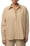 Jluxlabel Leon Oversize Cotton Poplin Button-up Shirt In Brown