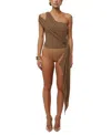 Jluxlabel Lovina Drape Bodysuit In Brown