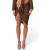 Jluxlabel Luminous Metallic Sweater Skirt In Brown