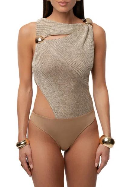 Jluxlabel Luminous Sweater Bodysuit In Gray