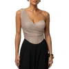Jluxlabel Luna Metallic One-shoulder Corset Top In Gray