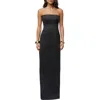 Jluxlabel Madioson Sheer Inset Faux Suede Column Gown In Black