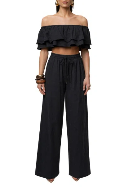Jluxlabel Marina Two-piece Pant Set In Black
