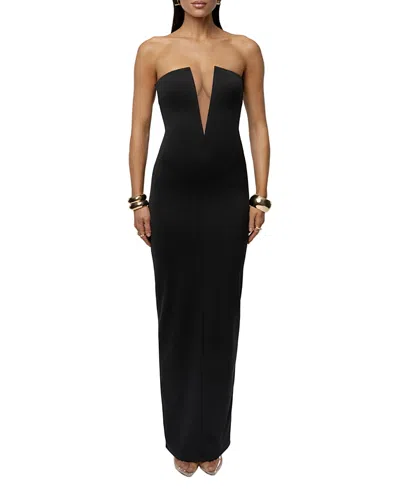 Jluxlabel Midnight Illusion Strapless Gown In Black