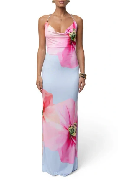 Jluxlabel Midsummer Cowl Neck Cocktail Dress In Pink