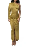 Jluxlabel Mira Drape Ruched Maxi Skirt In Green