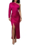 Jluxlabel Mira Drape Ruched Maxi Skirt In Purple