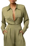 Jluxlabel Misty Button-up Shirt In Green