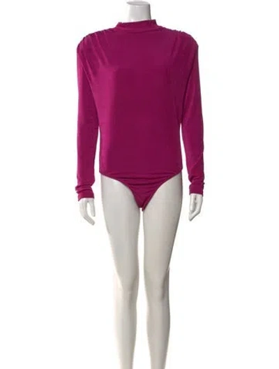 Pre-owned Jluxlabel Mock Neck Long Sleeve Bodysuit In Purple