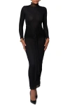 Jluxlabel Mock Neck Long Sleeve Mesh Dress In Black