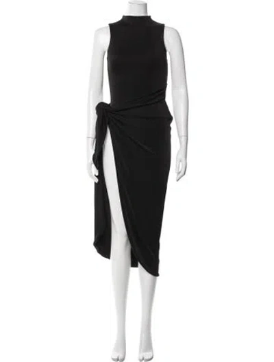 Pre-owned Jluxlabel Mock Neck Midi Length Dress In Black