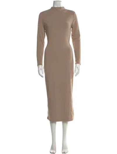 Pre-owned Jluxlabel Mock Neck Midi Length Dress In Neutral