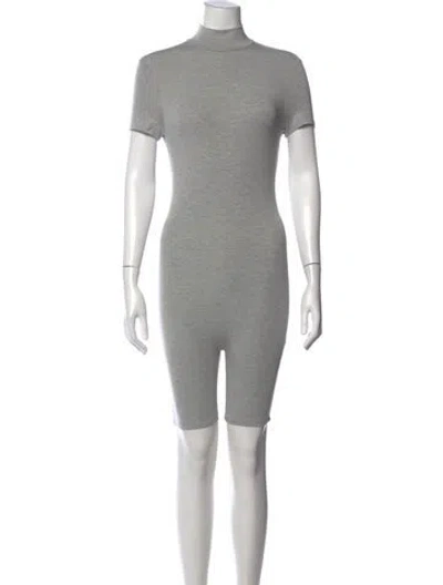 Pre-owned Jluxlabel Mock Neck Romper In Gray