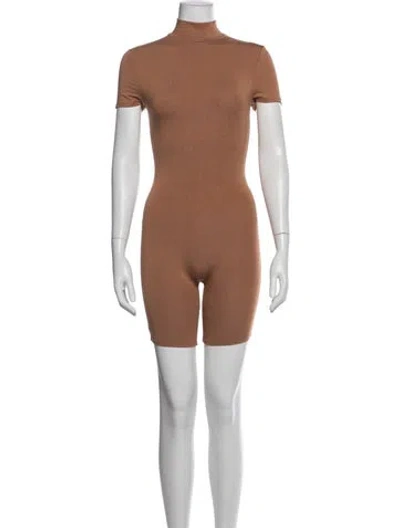 Pre-owned Jluxlabel Mock Neck Romper In Neutral