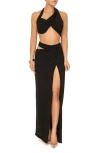 Jluxlabel New Age Crop Top & Skirt Set In Black