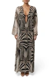 Jluxlabel New Vista Long Sleeve Maxi Dress In Animal Print