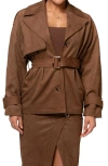 Jluxlabel Nightfall Belted Suede Jacket In Brown