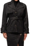 Jluxlabel Nightfall Belted Suede Jacket In Black