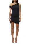 Jluxlabel Nightscape One-shoulder Body-con Minidress In Black