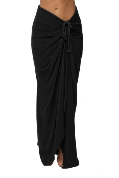 Jluxlabel Noelia Linen Slit Skirt In Black