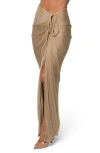 Jluxlabel Noelia Metallic Maxi Sweater Skirt In Brown