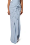Jluxlabel Noelia Slit Cotton & Linen Maxi Skirt In Blue