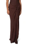 Jluxlabel Noelia Slit Cotton & Linen Maxi Skirt In Brown