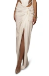 Jluxlabel Noelia Slit Cotton & Linen Maxi Skirt In White