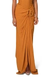Jluxlabel Noelia Slit Cotton & Linen Maxi Skirt In Yellow