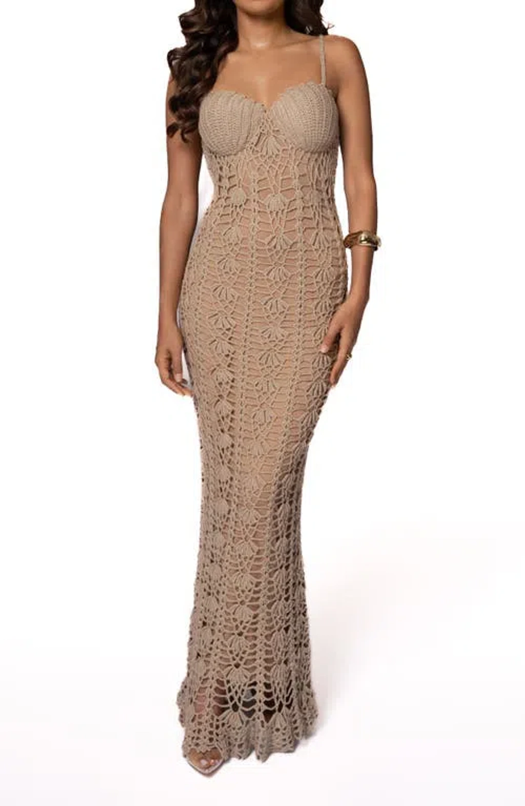 Jluxlabel Odyssey Crochet Maxi Dress In Beige | ModeSens