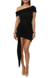 Jluxlabel Off The Shoulder Body-con Minidress In Black