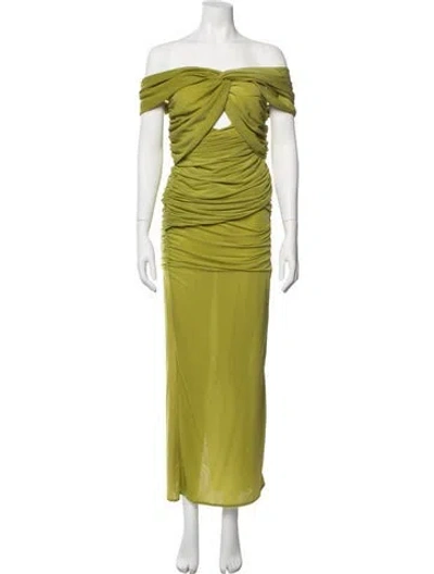 Pre-owned Jluxlabel Off-the-shoulder Long Dress In Green