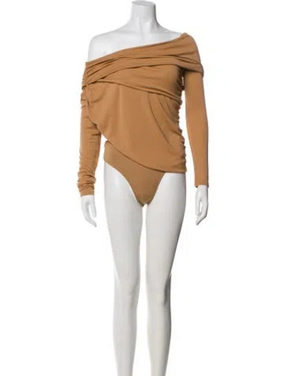 Pre-owned Jluxlabel Off-the-shoulder Long Sleeve Bodysuit In Neutral