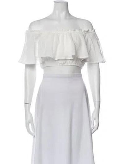 Pre-owned Jluxlabel Off-the-shoulder Short Sleeve Crop Top In Neutral