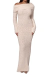 Jluxlabel Olivea Bouclé Long Sleeve Off The Shoulder Sweater Dress In Cream