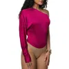 Jluxlabel One-shoulder Satin Bodysuit In Purple