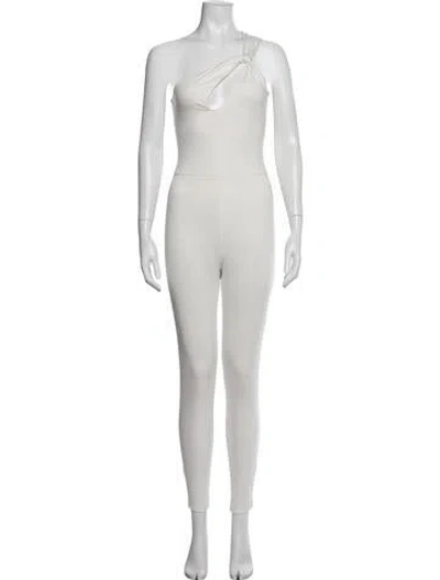 Pre-owned Jluxlabel One-shoulder Jumpsuit In White