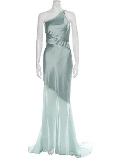 Pre-owned Jluxlabel One-shoulder Long Dress In Blue/green